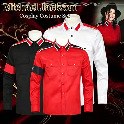 Michael CTE anti-war armband Embroidery outwear Black Red White Color Imitation Shirt Pop Star Cosplay Costume Outfit