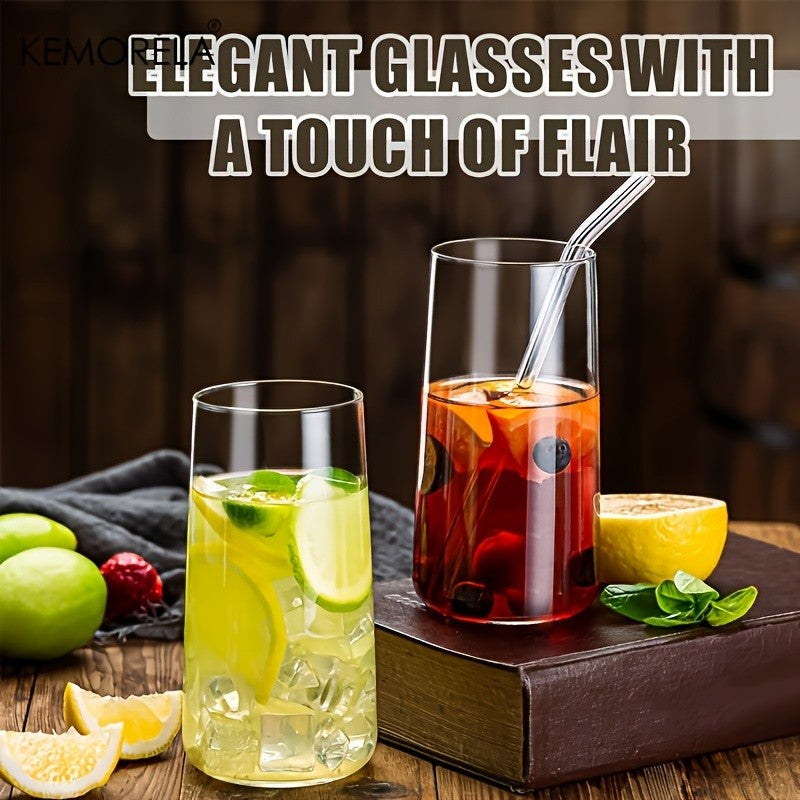 6 Copos Long Drink para Uísque e Café com Canudo de 450ml, Copos para Suco Adequados para Coquetéis e Cerveja, Conjunto de Utensílios de Bar