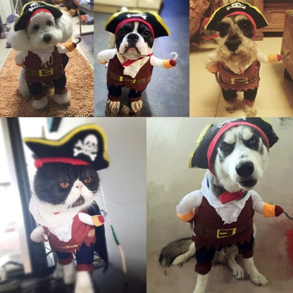 Conjunto de Roupas para Cães Fantasia de Pirata para Animais de Estimação Roupa de Pirata para Cachorro Teddy Fantasias de Halloween