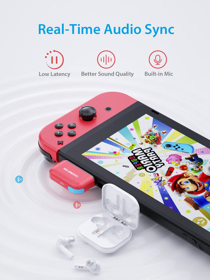 SOOMFON Bluetooth 5.0 Transmitter Wireless Audio Adapter for Nintendo Switch Lite 3.5mm Jack