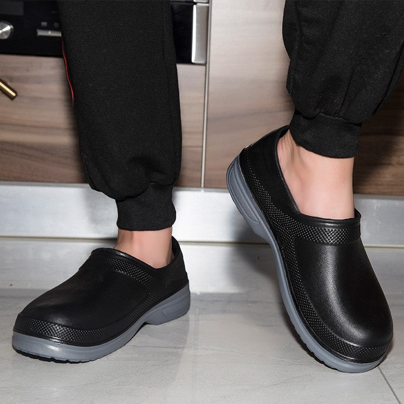 High Quality Chef Shoes Non-slip Waterproof Oil-Proof Kitchen Cook Flat Working Shoes Hotel Restaurant Clogs Men Slippers Flat