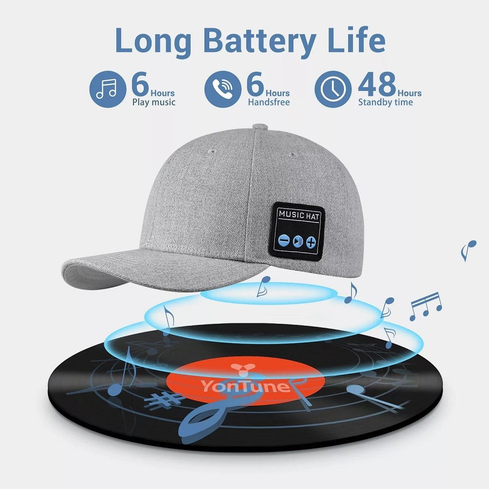 Boné com alto-falante Bluetooth, ajustável, sem fio, com viva-voz inteligente para esportes ao ar livre, boné de beisebol Bluetooth sem fio com microfone