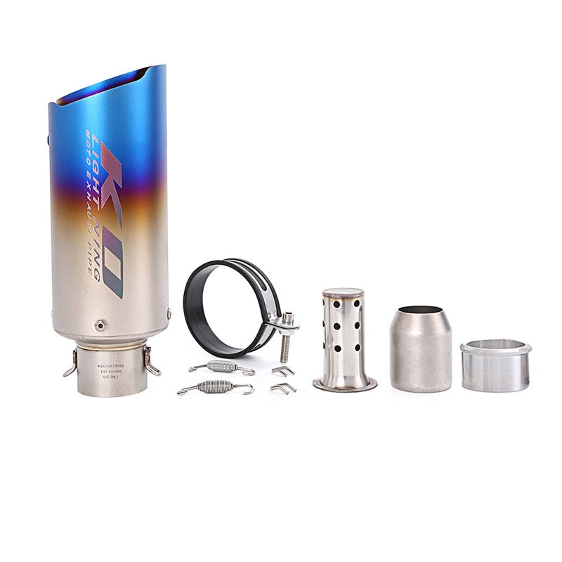 Universal 61 mm Exhaust Tail Pipe Motorcycle Stainless Steel Muffler Tips Blue Black Escape with Removable DB Killer