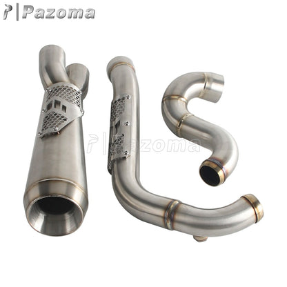 Pazoma 2-in-1 Exhaust Muffler Motorcycle Stepped Exhausts System For Harley Dyna Low Rider Street Fat Bob Super Wide Glide 06-17