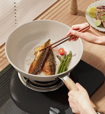 Deepen Non-Stick Frying Pan Wok Medical Stone Household Steak Pancake Pot Induction Cooker Gas Stove Universal Kitchen Cookware