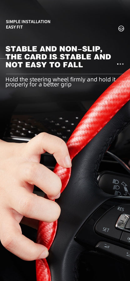 Capa Universal de Volante Antiderrapante de Fibra de Carbono para Carro, Capa Auxiliar de Volante para Carro, Acessórios Antiderrapantes