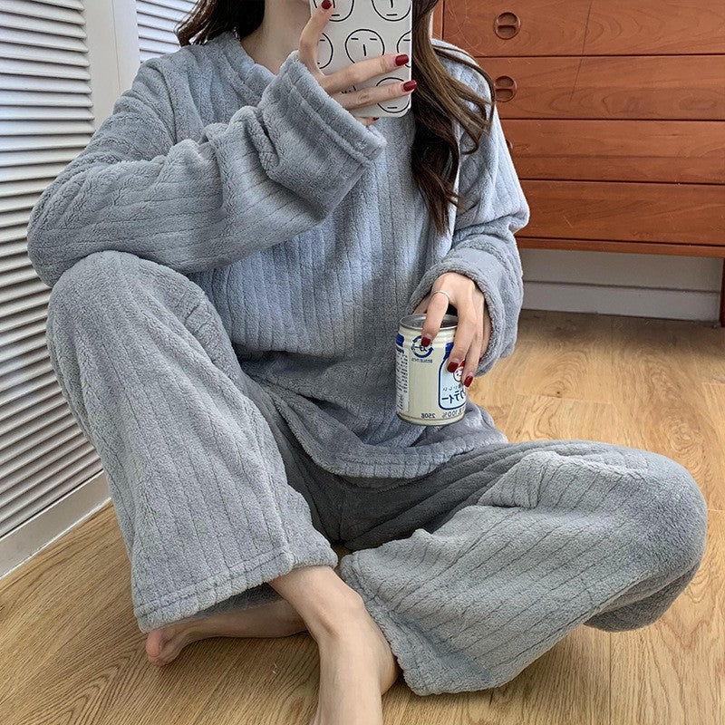 New Autumn/Winter Coral Fleece Pyjamas for Women Thickened Homewear Student Comfort Cotton Fleece Plus Size Fashion Pyjama Set