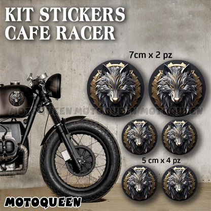 Kit de Adesivos para Tanque de Moto, Para-brisa e Capacete com Estampa de Lobo - para Carros Retrô, Honda, Kawasaki, Suzuki, Harley, Pilotos e Motoqueiros