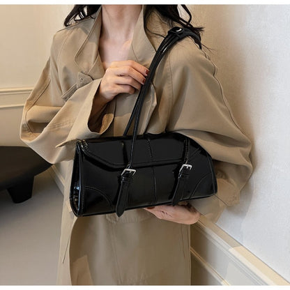 High End Burgundy Oil Wax Leather Underarm Bag Elegant Women's Magnetic Buckle Shoulder Bag Commuter Versatile Ladies Tote Bags