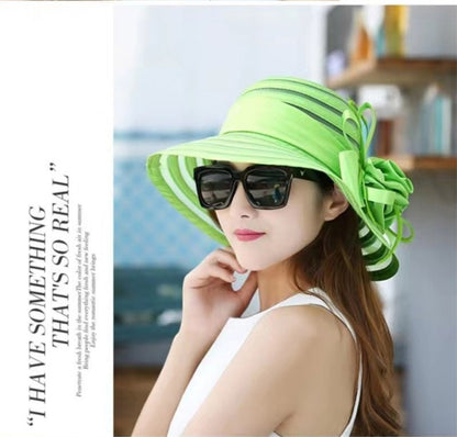 Chapéus de Sol de Organza Femininos Elegantes Chapéu Bucket para Mulheres Chapéu de Festa de Casamento na Igreja Chapéu Fedora Floral Grande de Aba Larga da Moda de Verão