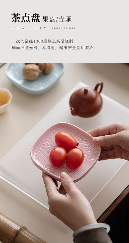 Sea Wave Little High Foot Fruit Dishes Handmade Pastry Plate Candy Bar Food Storage Tray Hospitality Dishes Cafes Ornaments Gift