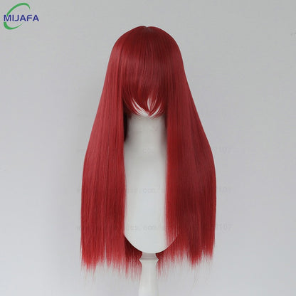 Peruca de Cosplay Longa e Lisa de Altíssima Qualidade, 400g, 48 Cores, 60cm, com Franja, Resistente ao Calor, Perucas Anime + Touca de Peruca