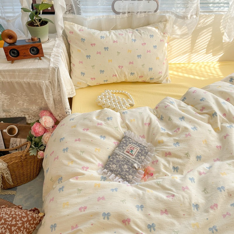 Cute Duvet Cover Set 3-Piece Breathable Ultra-Soft Bedding Set with 1 Duvet Cover and 2 Pillowcases, Sweet Girly Bed Set Decor