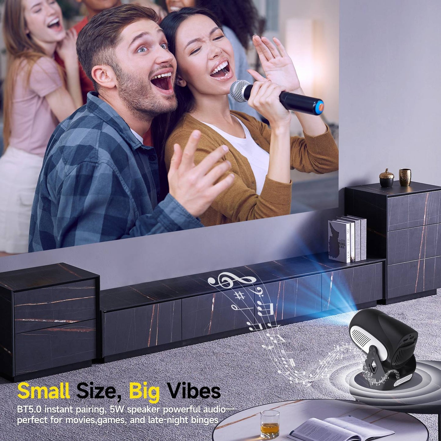 Magcubic HY300 X 4K 720P Android 11 Projetor com Foco Elétrico 300Ansi Wifi6 BT5.0 Projetor Portátil Som HIFI para Casa e Ar Livre