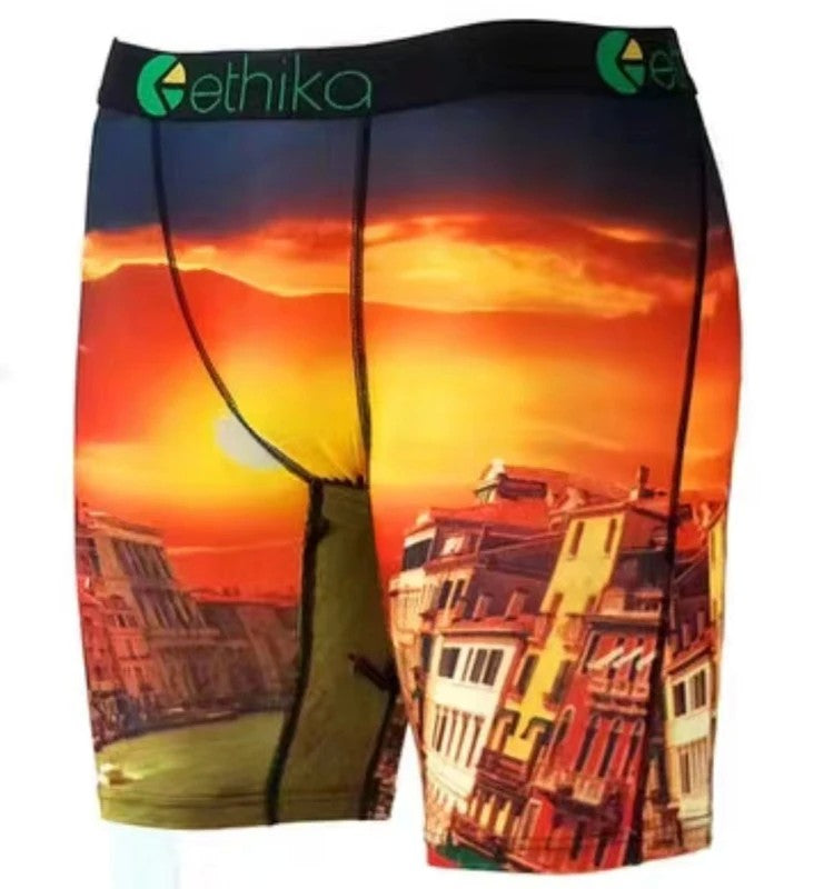 ETHIKA Sexy Fashion Print Men Underwear Boxer Cueca Male Panties Lingerie Man Underpants Panty Boxers Briefs Mens Shorts S-XXXL
