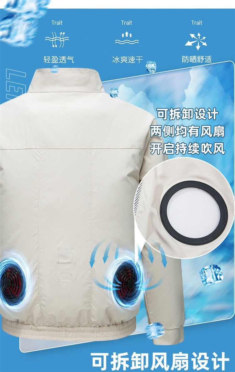 Cooling Air Conditioning Clothes with Fan Outdoor Charging Summer Cooling Welding Labor Overalls Men
