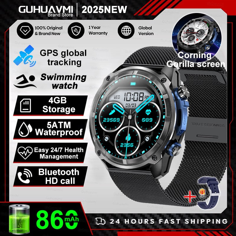 NEW 4GB Memory Video Player Smart Watch AMOLED With GPS Offline Maps Military Sports Smartwatch Men 30m Swim Waterproof Bracelet