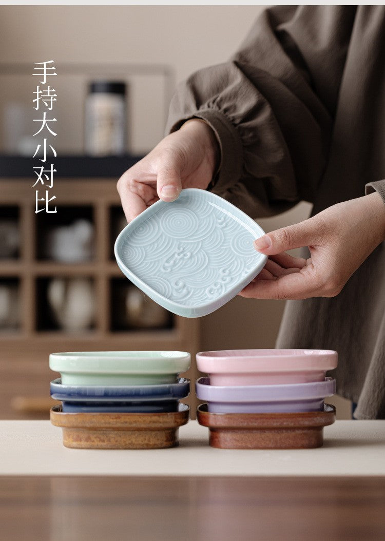 Sea Wave Little High Foot Fruit Dishes Handmade Pastry Plate Candy Bar Food Storage Tray Hospitality Dishes Cafes Ornaments Gift
