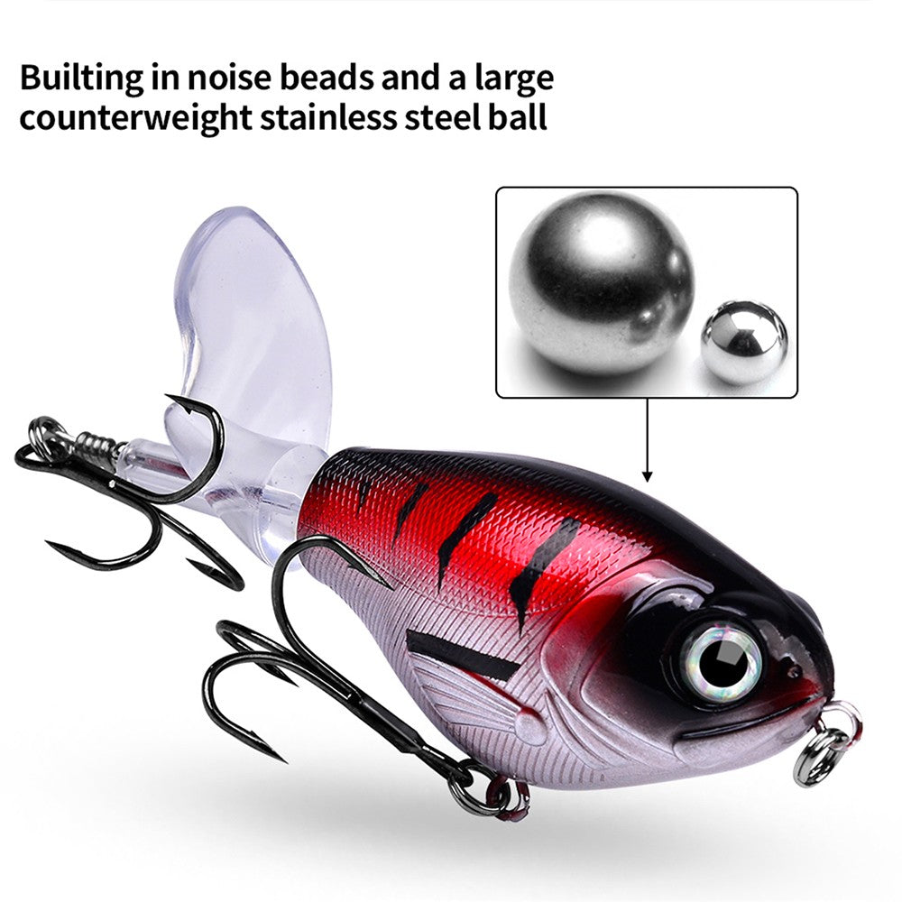 PROBEROS1PC Whopper Popper Isca de Pesca Topwater - Isca Artificial Rígida com Cauda Rotativa Macia para Equipamento de Pesca de Baixo