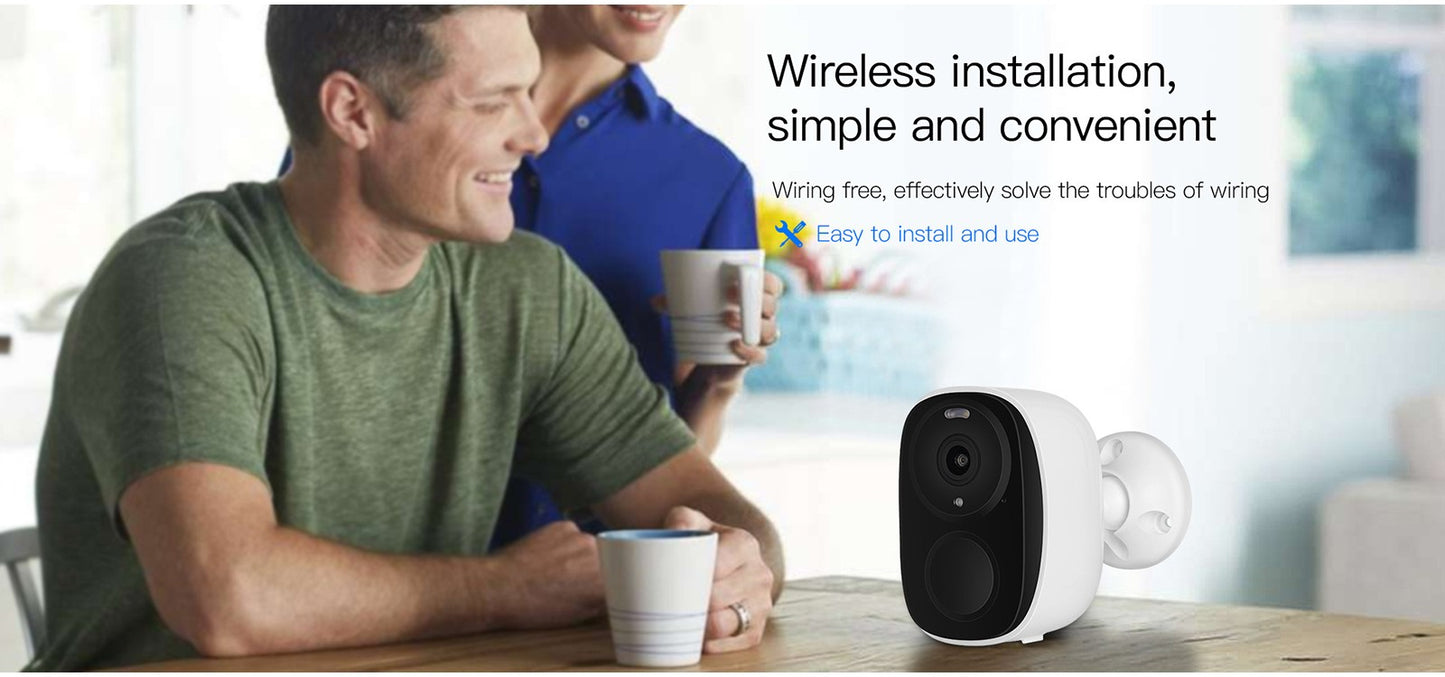 Câmera de vigilância WIFI 3MP Proteção de segurança Câmera IP externa Gravador de vídeo com visão noturna Smart Home Alimentado por bateria