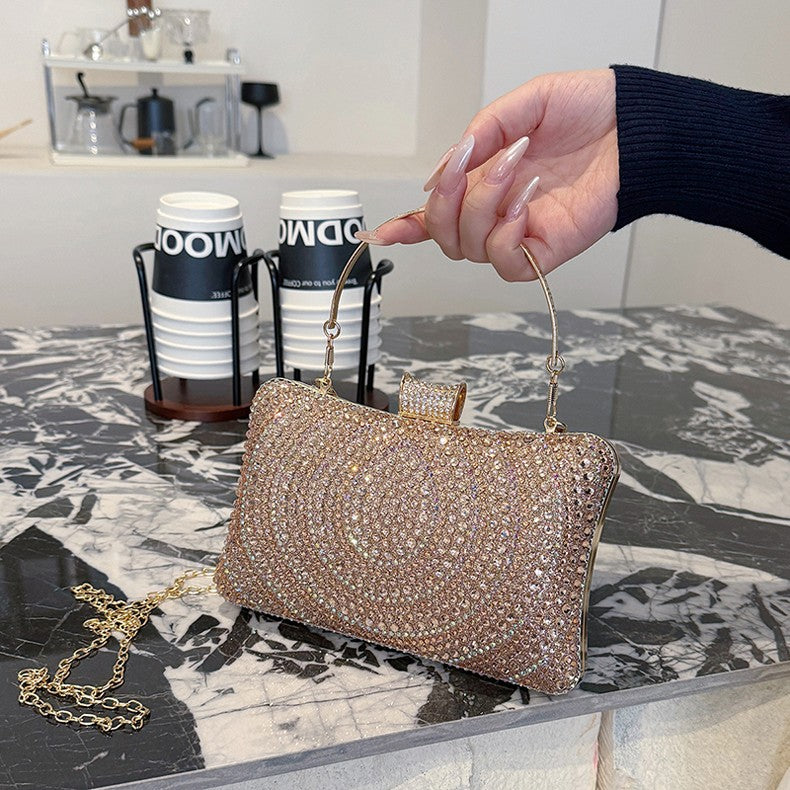 Luxury Women's Evening Bag Sparkling Rhinestone Handbag Fashion Chain Crossbody Bag Elegant Wedding Dress Party Banquet Clutch