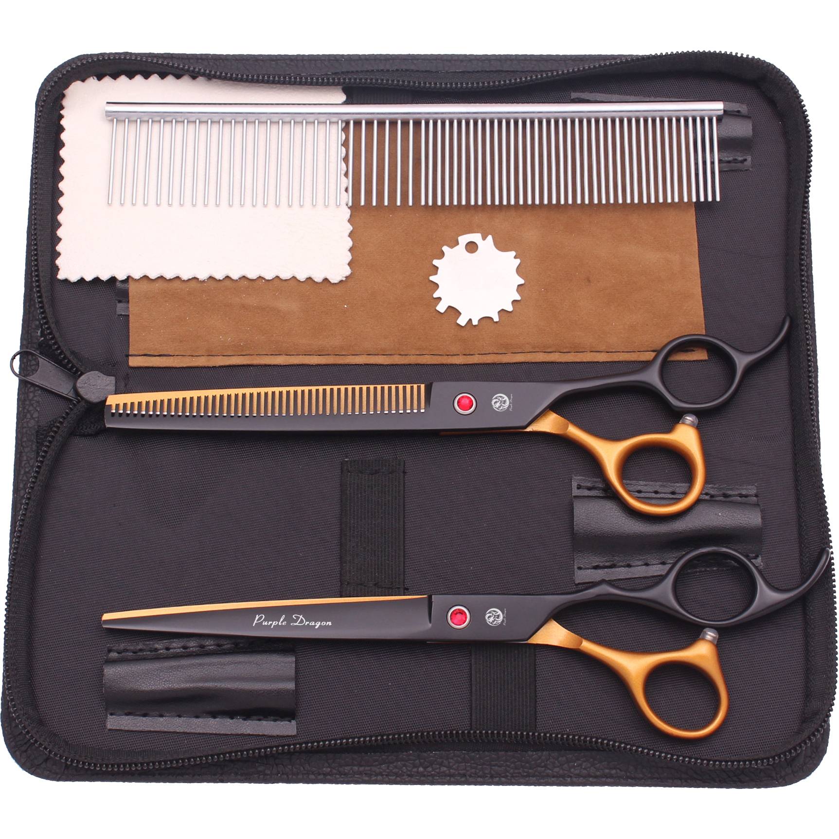 Dog Grooming Scissors Professional Stainless 7.5" Pet Hairdressing Scissors Dog Curved Scissors Thinning Shears Color Comb Z3088