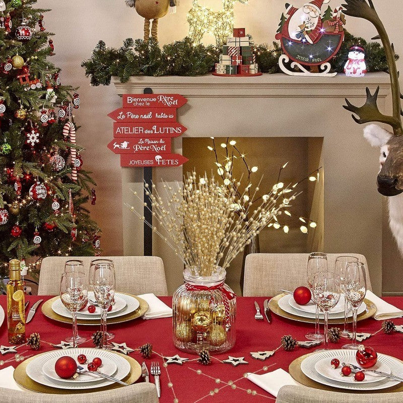 43cm Christmas Decor Foam Artificial Flowers Golden Glitter Berries Bouquet New Year Wreath Home Room Table Wedding Decoration