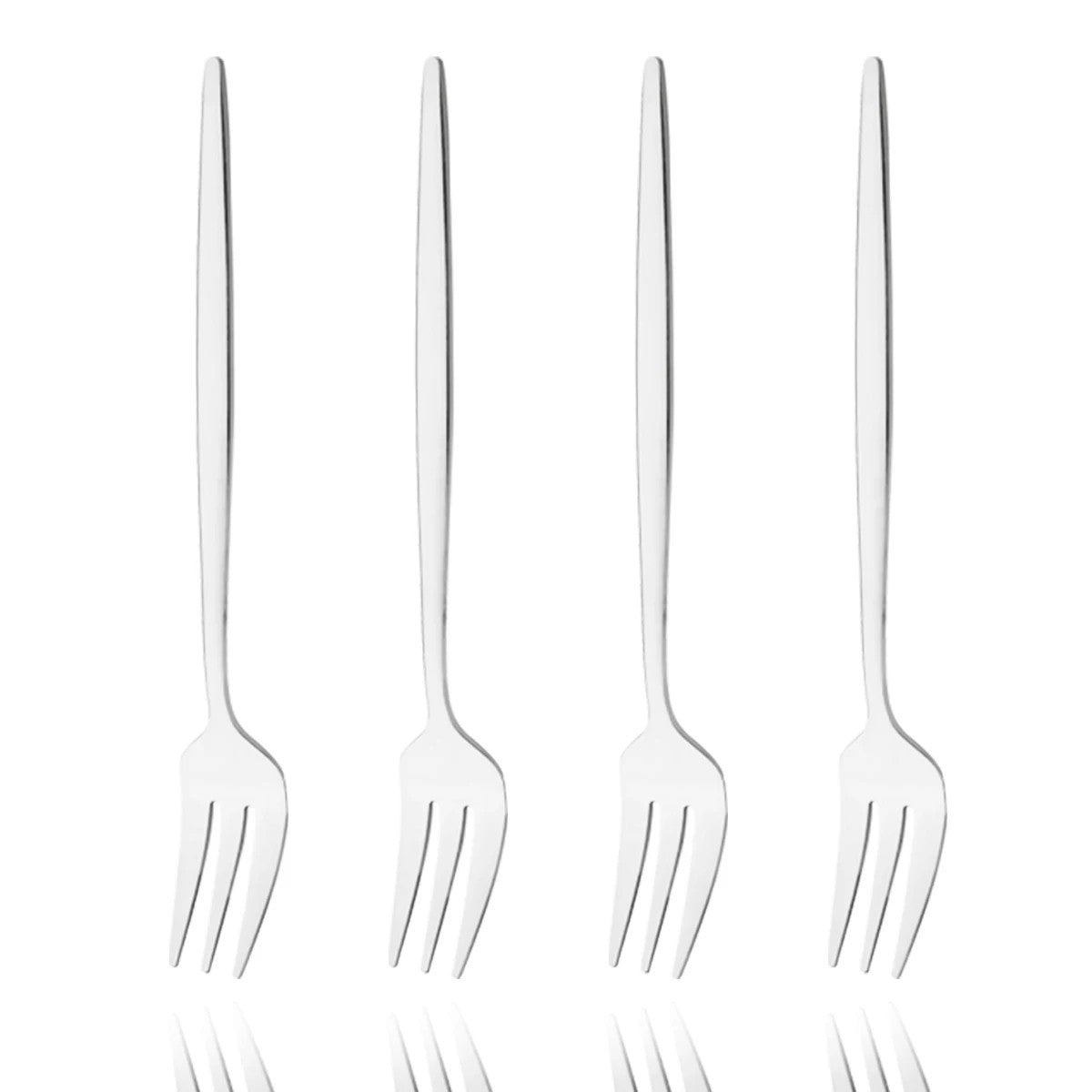 4Pcs Gold Fruit Cake Dinnerware Set Mirror Stainless Steel Tea Fork Set Snack Dessert Fork Small Salad Cutlery Kitchen Utensils