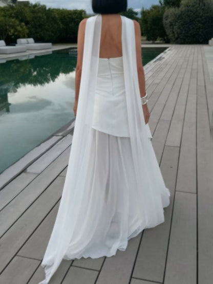 TARUXY Fashion Strapless Dress With Ribbon Female Elegant Sleeveless Mesh Beach