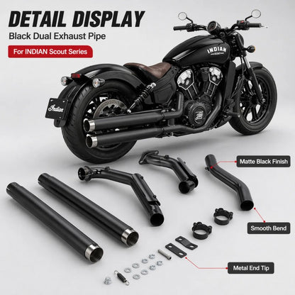 For Indian Scout Sixty Bobber Rogue Twenty 2015-2024 Full Exhaust System Stainless Steel Black New