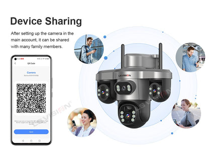LS VISION Multiple Lens 3 Screen Wifi Outdoor Security Solar  Camera Panoramic Monitor Mobile   Siren Alarm Solar CCTV Camera