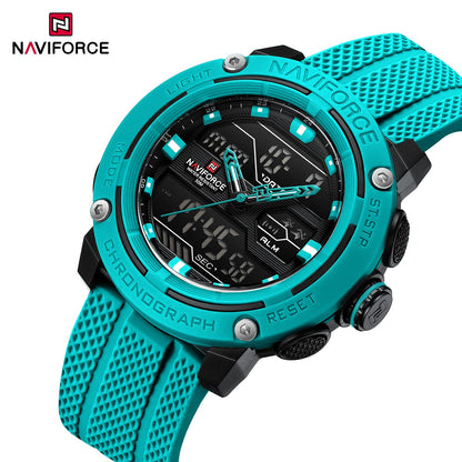 NAVIFORCE Sport Watch for Men Waterproof Dual Display Quartz Wristwatch Mens Digital Date Clock Military Stopwatch Reloj Hombre