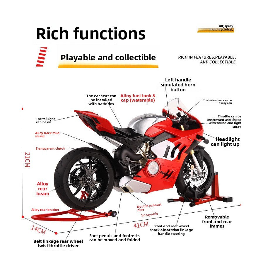 Simulação Liga 1:6 Ducati V4S Modelo de Motocicleta de Corrida Diecast Liga de Moto Brinquedo Coleção Miniatura Carro Decoração de Casa