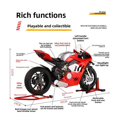 Simulação Liga 1:6 Ducati V4S Modelo de Motocicleta de Corrida Diecast Liga de Moto Brinquedo Coleção Miniatura Carro Decoração de Casa
