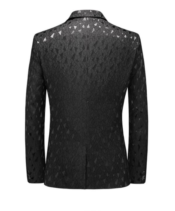 Classic Black Jacquard Suit Male Business Casual Coat Size 6XL-S Fashion Men Wedding Party Tuxedo Dress Blazers Slim Fit Tops