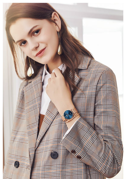 OLEVS 5869 Fashion Women's Watches Milanese Mesh Belt Waterproof Simplicity Versatile Quartz Watch for Lady Original Wristwatch