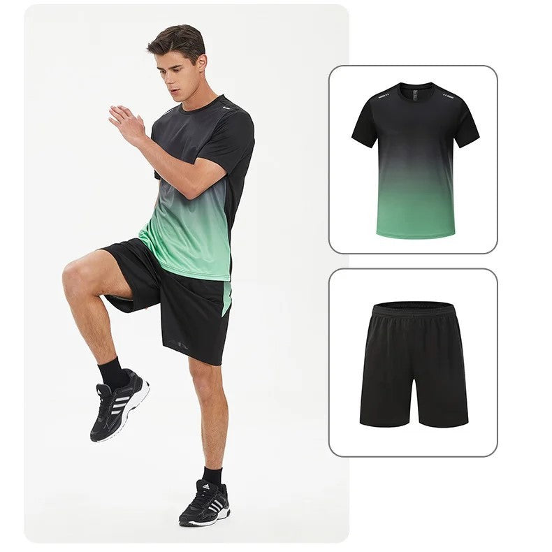 Running Sets Men Sportswear Short sleeve Clothes Fitness Basketball tennis Soccer Plus Size Gym Clothing 2 pieces Sports Suits