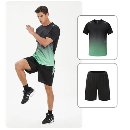 Running Sets Men Sportswear Short sleeve Clothes Fitness Basketball tennis Soccer Plus Size Gym Clothing 2 pieces Sports Suits