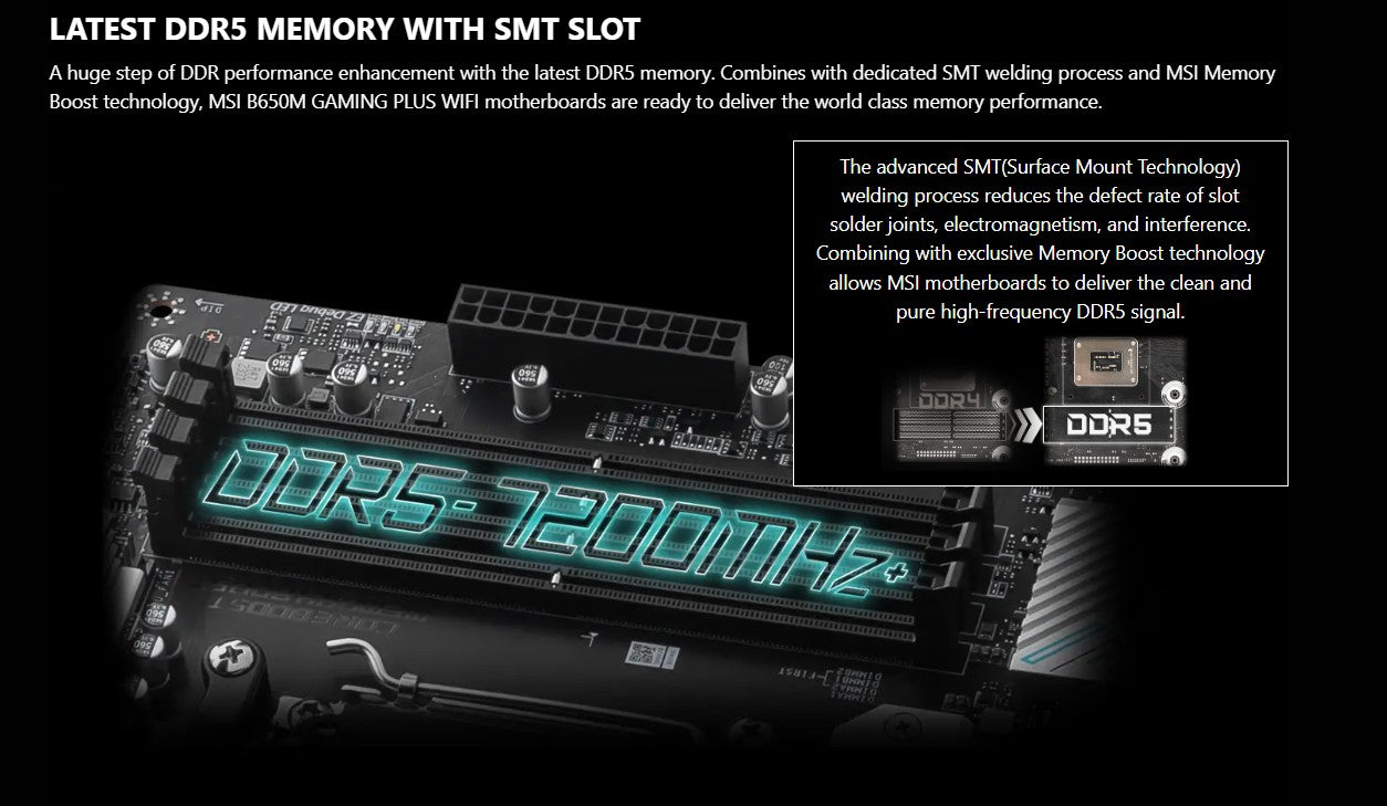 MSI B650M GAMING PLUS WIFI AMD B650 Suporta DDR5 7200+MHz (OC) 192GB Placa-mãe AMD Ryzen ™ Série 7000 8000 Socket AM5