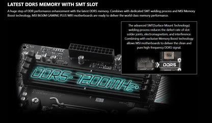 MSI B650M GAMING PLUS WIFI AMD B650 Suporta DDR5 7200+MHz (OC) 192GB Placa-mãe AMD Ryzen ™ Série 7000 8000 Socket AM5