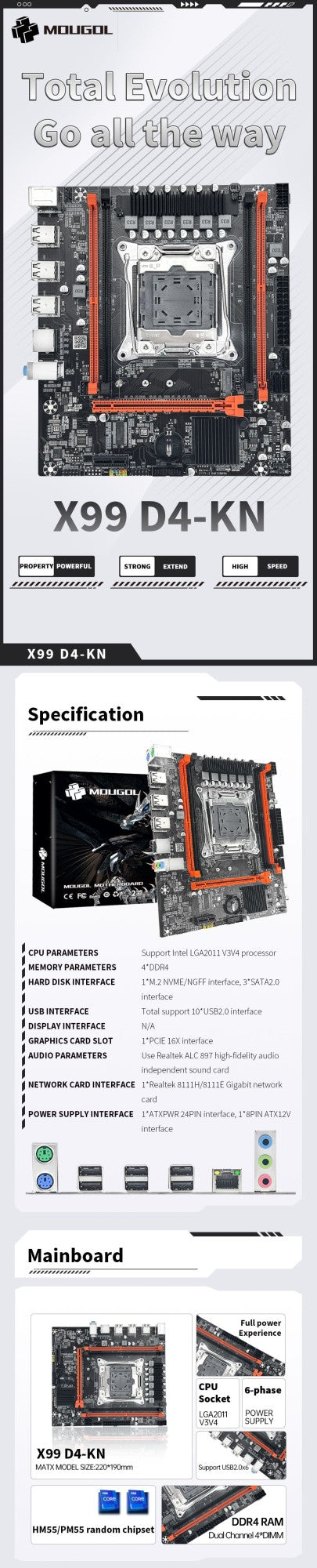 Kit Placa-mãe Gamer MOUGOL X99 com Intel Xeon E5 2680 V4 e Memória RAM DDR4 8Gx2 2133MHz ECC de Canal Duplo M.2 NVME para PC de Mesa