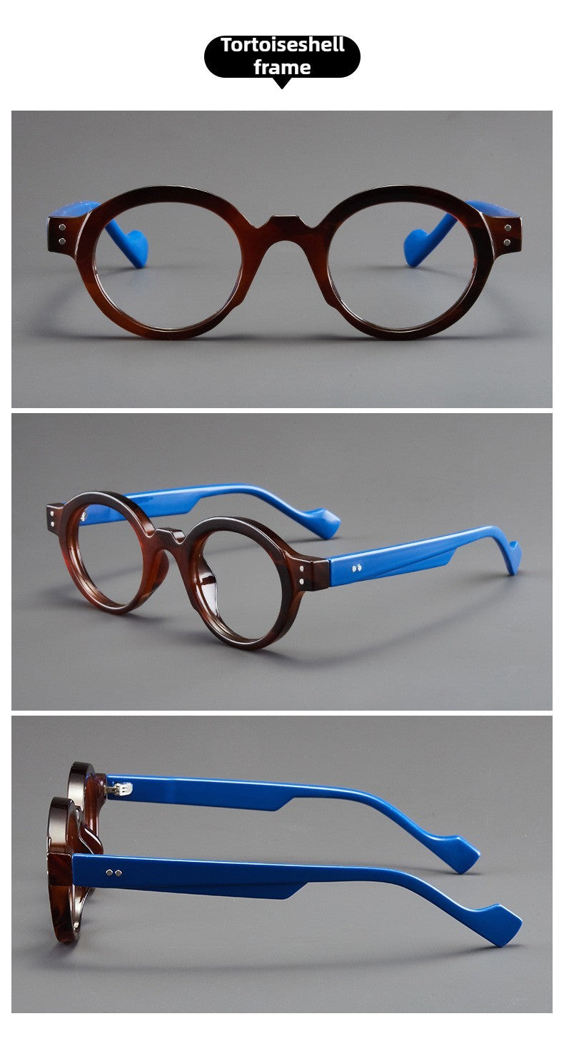 Retro Round Eyeglasses Suitable for Presbyopia Color-matching Trendy Small Frame HD Reading Glasses