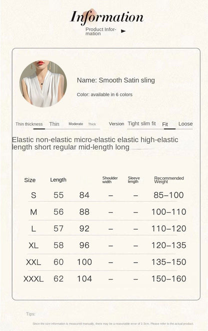 Womens Tops Blouses Solid Color White Satin Blouse Office Shirt Blusas Sleeveless Women Shirts Black White Female YTM A31