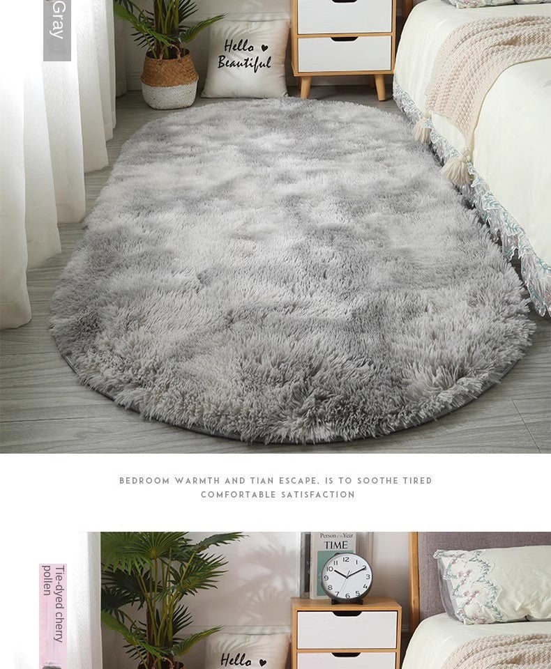 Tie-Dye Oval Living Room Rug Comfortable Soft Home Decor Floor Cushion Sofa Eend Table Bedroom Fluffy Non-Slip Plush Bed Rug