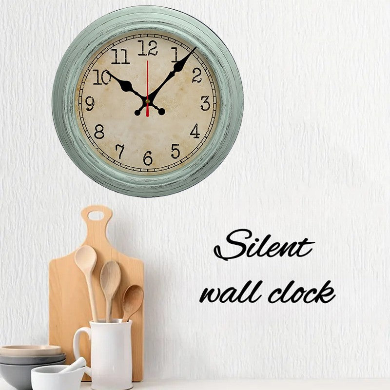 Simple Design Wooden Round Silent Hanging Wall Clock, Suitable For Living Room, Office, Study Room, Bedroom, Home Decoration