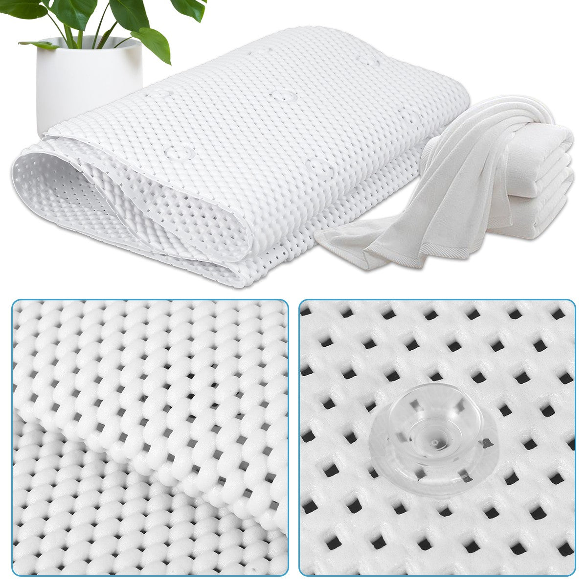 Non-slip Bathtub Cushion Mat with Suction Cup Full Body Rest Bath Pillow SPA Neck Cushion Hangable Bathroom Safety Accessories
