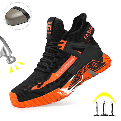 Steel Toe Anti-smash  Anti-Puncture Safety Shoes Men Lightweight Slip Resistant Work Shoes Comfortable Breathable Work Boots Men