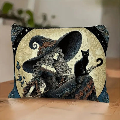New Trendy Zipper Pouch Nature Moon Phase Simple Modern Cosmetic Bag Durable Boho Tarot Pouch Halloween