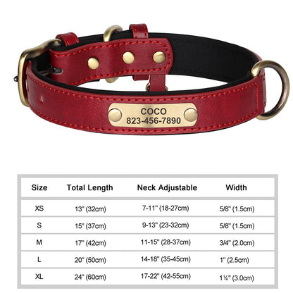 Coleira de Cachorro Personalizada com Gravação Grátis em Couro PU para Cães Pequenos, Médios e Grandes