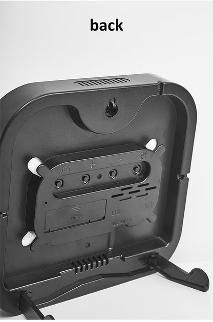 Mirror Brushed Finish Wall Clock Premium Feel Silent Wall Clock Table Alarm Clock Temp Display Bedroom Office Living Room Decor